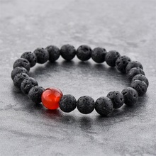 LongWay SBR190001 2019 New Desinger Natural Stone Beads Volcanic Rocks Beaded Bracelets Red Crystal Beads Elatic Banges Women 2024 - buy cheap