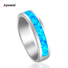 Wholesale & Retail Blue Fire Opal Silver Stamped High Quality Fashion Jewelry Luxury Ring for Women USA Sz #5#6#7#8#9 OR762A 2024 - buy cheap