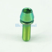 Lote de 4 pernos de cabeza cónica de aleación de titanio, M5 Allen, GR5 TC4, verde, hexagonal Tornillo x 16mm, con arandela para bicicleta 2024 - compra barato