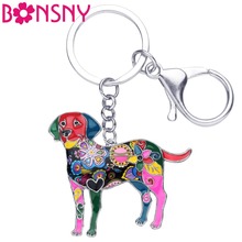 Bonsny Enamel Labrador Dog Key Chain Key Ring New Jewelry For Women Girls Bag Charm Pendant Car Key Holder Keychain Accessories 2024 - buy cheap