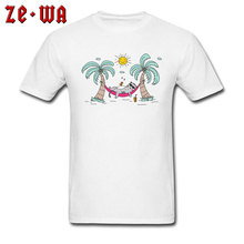 Camiseta con estampado divertido de dibujos animados para hombre de Cat Holiday, camiseta única de verano, ropa de moda 100% algodón, camisetas blancas de estilo playero 2024 - compra barato