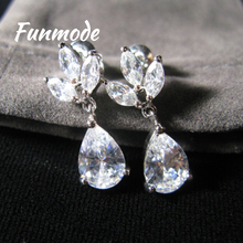 Funmode Luxury AAA Cubic Zirconia Pave Water Drop Shape Stud Earring Women's Jewelry Boucles D'oreille Women Bijoute F031E 2024 - buy cheap