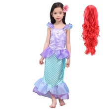 Girls Arie Dresses Princess Party Fantasy Children Birthday Little Mermaid Cosplay Costume with Puff Fish Scale Design 2024 - buy cheap