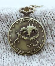 Reloj de bolsillo de cuarzo Vintage para hombre y niño, Steampunk, World of Warcraft, Horde, esqueleto, dinosaurio, collar, colgante, regalo de boda 2024 - compra barato