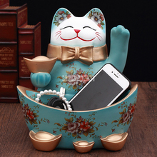 BUS06-06 Fortune Cat Good Home Decoration Lucky Cat Ornament Keys Receiving Tray Wealth Waving Cat Store Open For Business Gift 2024 - buy cheap