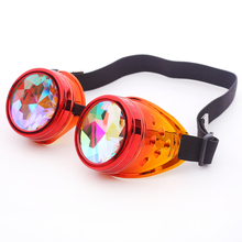 Óculos de caleidoscópio colorido steampunk para halloween, óculos feminino retrô para homens e mulheres, óculos de sol edm com lentes difusas m213 2024 - compre barato