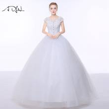 ADLN V-neck Cap Sleeve Wedding Dresses with Appliques Vestidos de Novia White/Ivory Puffy Ball Gown Bridal Gown 2024 - buy cheap