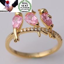 Hxomzj anel europeu de zircônio, anel para mulheres e homens, presente de casamento, luxuoso, pássaro branco, rosa, zircônio 18k de ouro rosa rr540 2024 - compre barato