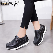 Women Platform Shoes Genuine Leather Sneakers Women Spring Autumn Thick Soles Shoes Woman moccasins sapato feminino WSH3209 2024 - buy cheap