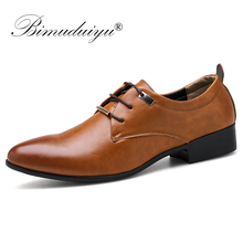 Bimuduiyu homens vestido sapatos de escritório moda dedo do pé apontado sapatos casuais masculinos couro preto marrom oxford sapatos formais 2024 - compre barato