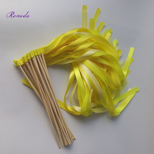 Varitas de cinta para boda, palitos sin campana para decoración de boda, color amarillo claro, 50 unids/lote 2024 - compra barato