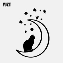 YJZT 10.1CM*15CM Cat Moon And Stars Vinyl Car Sticker Animal Decal Pet Decor Black/Silver C3-0713 2024 - buy cheap