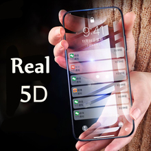 Pegamento completo curvo 5D Real 9H 10D 3D vidrio templado para iPhone X XS 13 12 mini 11 Pro Max XR película protectora de pantalla contra rayos azules 2024 - compra barato