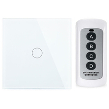 EU/UK Standard Crystal glass panel 1 gang remote control wall touch switch screen light smart home led 220v 2024 - buy cheap