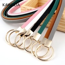 KAWEIDA Trending 2018 Women's Accessories Female 1cm Wide Thin PU Leather Circle Tied Buckle Belts Ladies Casual Belt for Dress 2024 - buy cheap