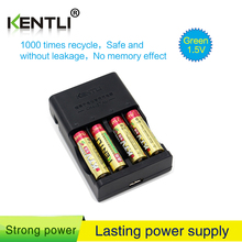 Nenhum efeito de memória, 4 unidades, kentli 1.5v aa pk5 2800mwh bateria de lítio recarregável + 4 espaços carregador de polímero aa lítio 2024 - compre barato