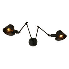 Long Arm Wall Lamp Black Iron LED Wall Light Loft Decor Industrial Vintage Lighting Double Head Antique Lights Wall Sconce 2024 - buy cheap