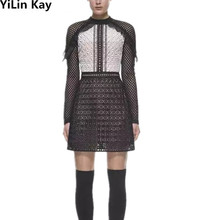 Женское платье с длинными рукавами YiLin Kay, белое/Черное Кружевное Платье в стиле пэчворк, лето 2019 2024 - купить недорого