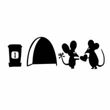 1PC Vinyl Wall Switch Toilet Glass Decal Home Decor Hot Sale Cute Mouse Love Heart with Rat Hole Black Wall Sticker Wallpapers 2024 - buy cheap
