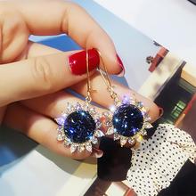 Luxury Party Women Sunflower Pendant Cubic Zirconia Inlaid Leverback Earrings hot 2024 - buy cheap