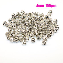 4MM 100pcs Silver color Beads plated loose Beads Spacer Beads Handmade Fit For charm Jewelry Making 2024 - buy cheap
