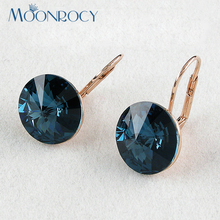 MOONROCY Free Shipping fashion jewelry Earring Rose gold Color Crystal Earrings blue Crystal Earrings for women 2024 - buy cheap