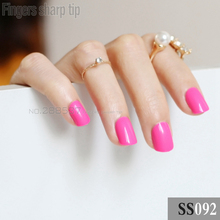 Fashion 24pcs false nails deep pink colour candy short paragraph round square  head comfortable multicolor all wrapped SS092 2024 - buy cheap