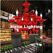 Free Shipping D60cm 6L Red and Green Crystal Chandelier LED Candelabro for Coffee Shop Bar Kid Modern Led Crystal Chandelier 2024 - buy cheap
