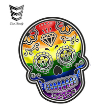 EARLFAMILY 13cm X 10.7cm Mexican Day of The Dead Sugar Skull with Lgbt Gay Pride Rainbow Flag Motif External Vinyl Car Stickers 2024 - buy cheap