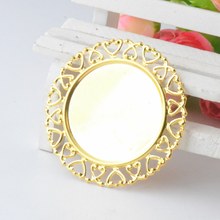 Free shipping 10Pcs Gold Filigree Cabochon Setting Wraps Connectors Crafts Decoration DIY Embellishments 50x50mm (35mm inside) 2024 - buy cheap