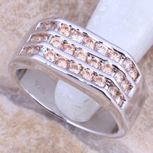 Ravishing Champagne Morganite Silver Plated  Women's Ring Size 6 / 7 / 8 / 9 R1325 2024 - buy cheap