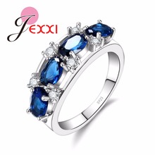 Plata de Ley 925 Anillos de compromiso para las mujeres moda Oval de cristal boda dedo anillo de joyería nupcial para mujer Anillos 2024 - compra barato