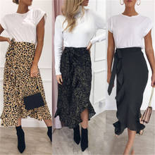 New Women Leopard Print Maxi Skirt Ladies High Waisted Summer Long Skirts Fashion Aysmmetric Skirt 2024 - buy cheap