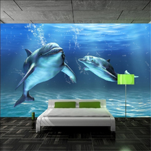 Beibehang golfinhos tridimensional papel de parede mural sofá tv pintura da parede tamanhos personalizados para quarto em 3d 2024 - compre barato