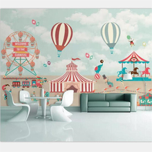 Beibehang murais de papel de parede personalizados foto decoração de casa sala de estar moderno minimalista pintada à mão cartoon de circo fundo mural 2024 - compre barato