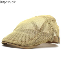 Ditpossible estilo de verano transpirable de malla gorra plana hombres deporte gorro sombreros gorra gorras boinas gorras 2024 - compra barato