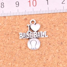 60 uds. Chapados en plata antigua de abalorios de béisbol, accesorios de joyería hechos a mano, 21x19mm 2024 - compra barato