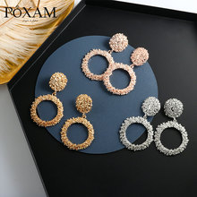 POXAM-pendientes de Metal grandes para mujer, aretes colgantes redondos huecos de lujo, joyería con estilo, 2019 2024 - compra barato