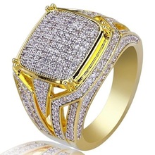 Fooderwerk-anillo de compromiso para hombre, joyería de lujo, con piedra de circonita completa, 18KT oro amarillo, joyería Vintage 2024 - compra barato