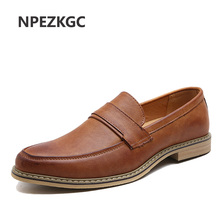 NPEZKGC New 2020 Luxury Leather Brogue Mens Flats Shoes Casual British Style Men Oxfords Fashion Brand Dress Shoes For Men 2024 - buy cheap