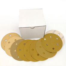 100Pcs 5 Inch 6 Holes Hook and Loop Gold Sandpaper Sanding Disc Aluminium Oxide 60 to 1000 Grits for Metal & Automotive Sanding 2024 - buy cheap