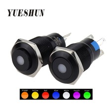 LED Momentary Power Button 16mm Maintained Dot Type Light Push Button Switches 1NO 1NC Waterproof Red Blue 12v 24V Lamp