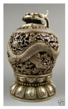 Exquisite Chinese tibet silver dragon incense burner Free shipping A49 2024 - buy cheap