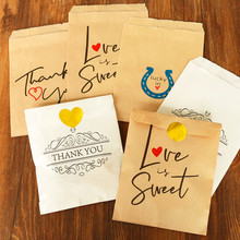 25pcs Thank You Love is Sweet Dots Kraft Favor Bags Wedding Birthday Popcorn Candy Buffet Cookie Desserts Party Treat Bags 5x7" 2024 - buy cheap