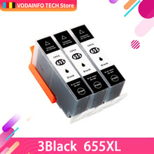 QSYRAINBOW 3PCS Compatible for HP 655 HP655  BK Ink Cartridge with chip For HP Deskjet 3525 4615 4625 5525 6520 6525 6625 2024 - buy cheap