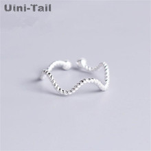 Uini-tail-anillo abierto de Plata de Ley 925, joyería ondulada de giro, moda coreana, personalidad salvaje 2024 - compra barato