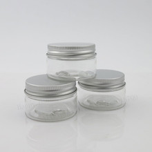 60pcs/lot 30g Empty PET plastic jars with aluminum silver lids 1oz Clear pots cosmetic container 2024 - buy cheap