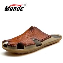 Chinelo antiderrapante de couro masculino, sandália de praia confortável para o verão, tamanhos grandes 38-48, novo, 2019 2024 - compre barato