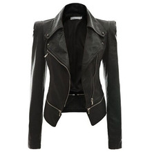 2019 new fashion Spring soft Leather Jacket for short Women green Black Turn-Down Collar Zipper PU Leather slim Jacket Plus size 2024 - buy cheap