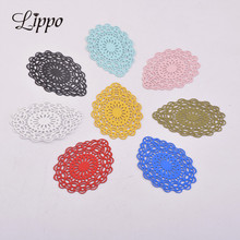 50pcs AB5418 34*24mm Filigree Pendant Hollow Water Drop Charms Multicolor Connector 2024 - buy cheap